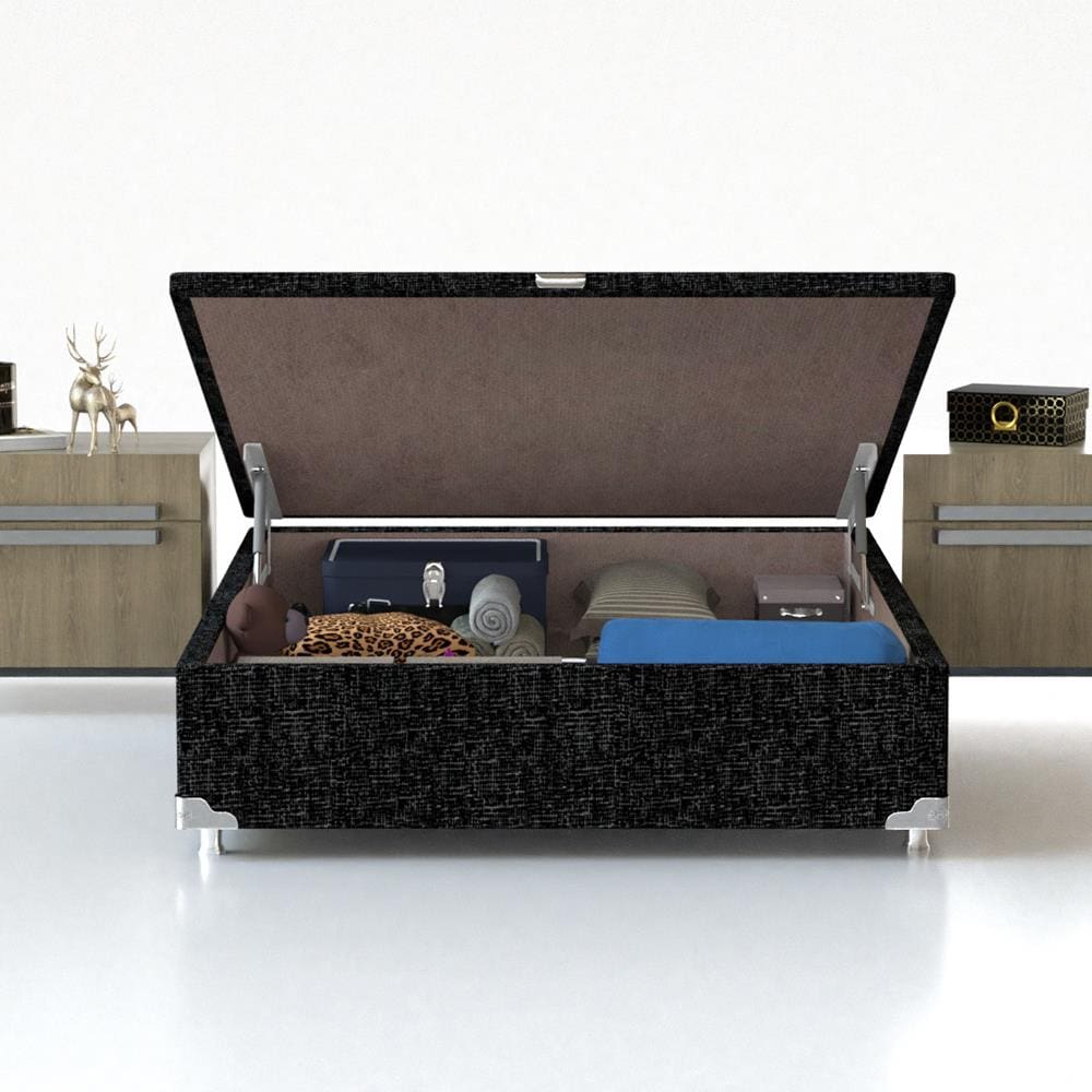 Base Box para Colchão Viúva Probel com Baú Universal 34x128x188cm - Preto