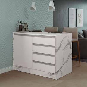 Bancada Bartira Gourmet com 1 Porta, 4 Gavetas e 1 Prateleira - 126cm de largura