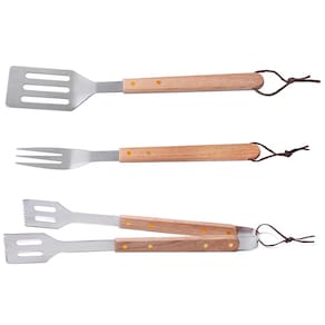 Conjunto de Espátula, Pegador e Garfo para Churrasco Brinox – 3 Peças