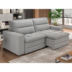 Sofá 4 Lugares Luizzi Colombo Retrátil e Reclinável, Revestido em Tecido Veludo Slim - 230cm largura
