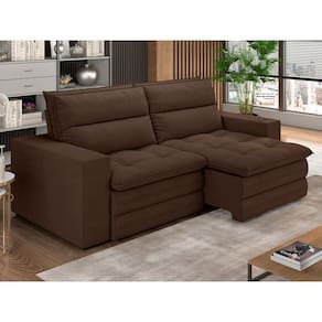 Sofá 4 Lugares Luizzi Colombo Retrátil e Reclinável, Revestido em Tecido Veludo Slim - 230cm largura