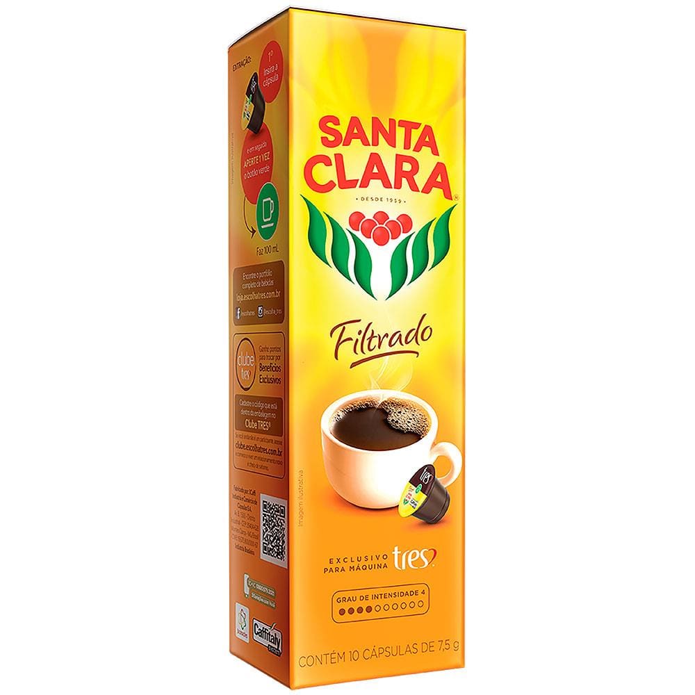 Cápsula de Café Filtrado Clássico Santa Clara Caixa com 10 Cápsulas