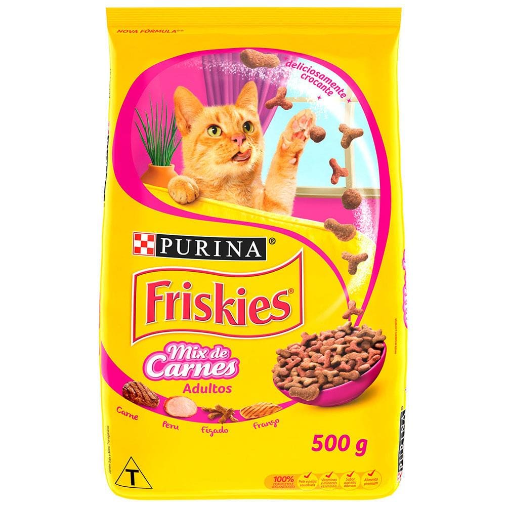 Ração Seca para Gatos Purina Friskies Adultos Mix de Carnes 500g