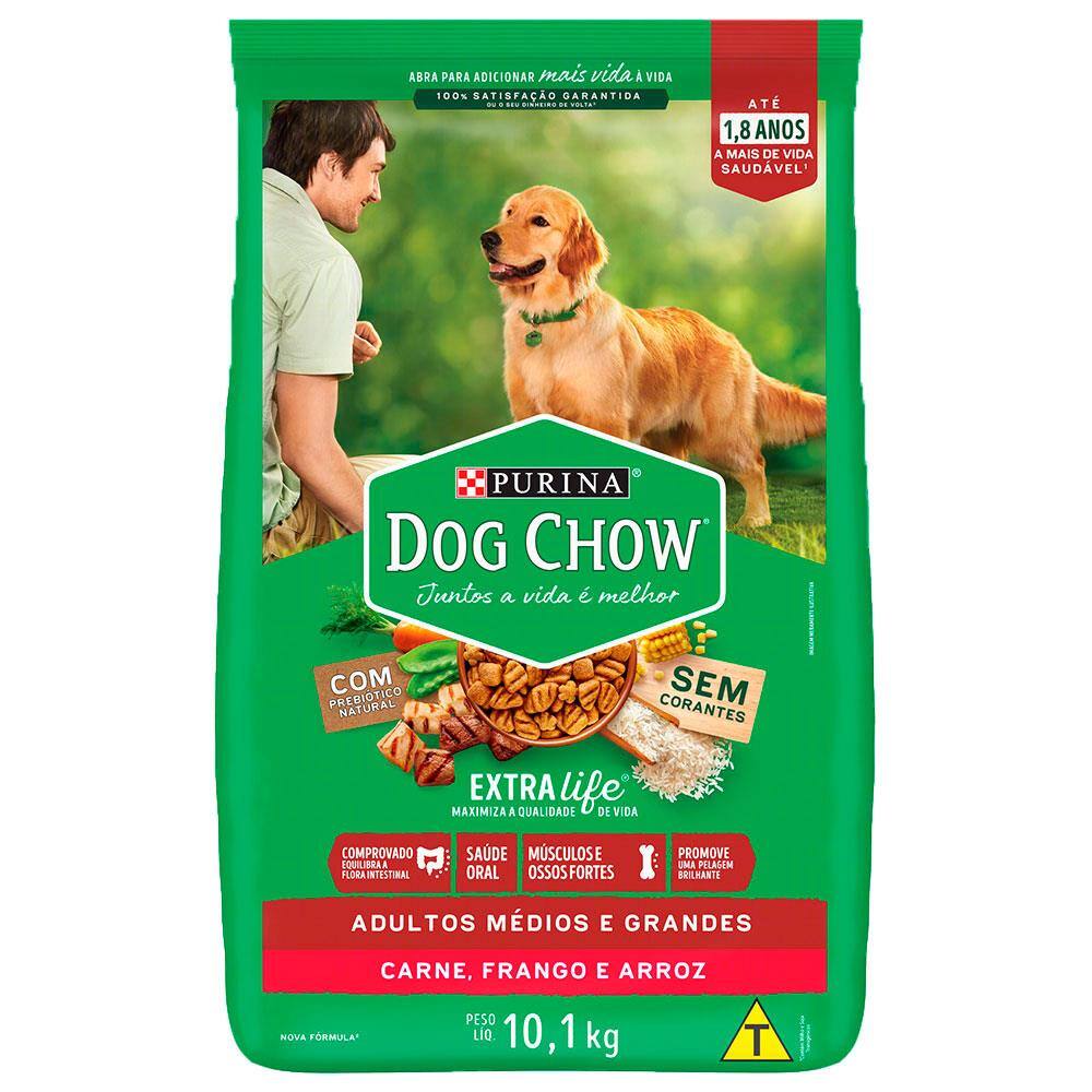 Ração para Cães Adultos Médios e Grandes Carne Frango e Arroz 10,1kg - Dog Chow