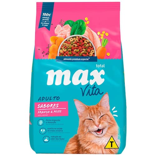 Ração Max Vita Cat Adulto Sabores Frango & Peixe – 20kg Menor preço em Ração Max Vita Cat Adulto Sabores Frango & Peixe – 20kg