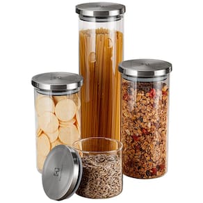 Conjunto de Potes Herméticos Redondos Electrolux em Vidro com Tampas de Aço Inox – 4 Peças