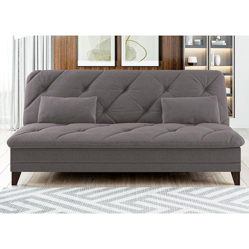 Sofá-Cama 3 Lugares Linoforte Jamile com Encosto Reclinável em Tecido Suede 188cm de Largura