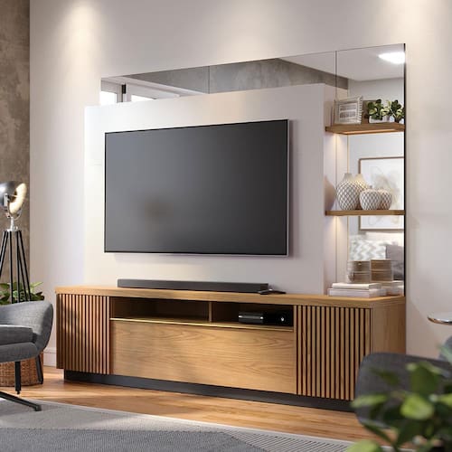 Estante Home Colibri Niterói com 210 cm de Largura, 3 Portas, Ideal para TV de até 70”