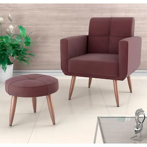 Poltrona Matrix Havana com Puff e Revestimento em Tecido Veludo