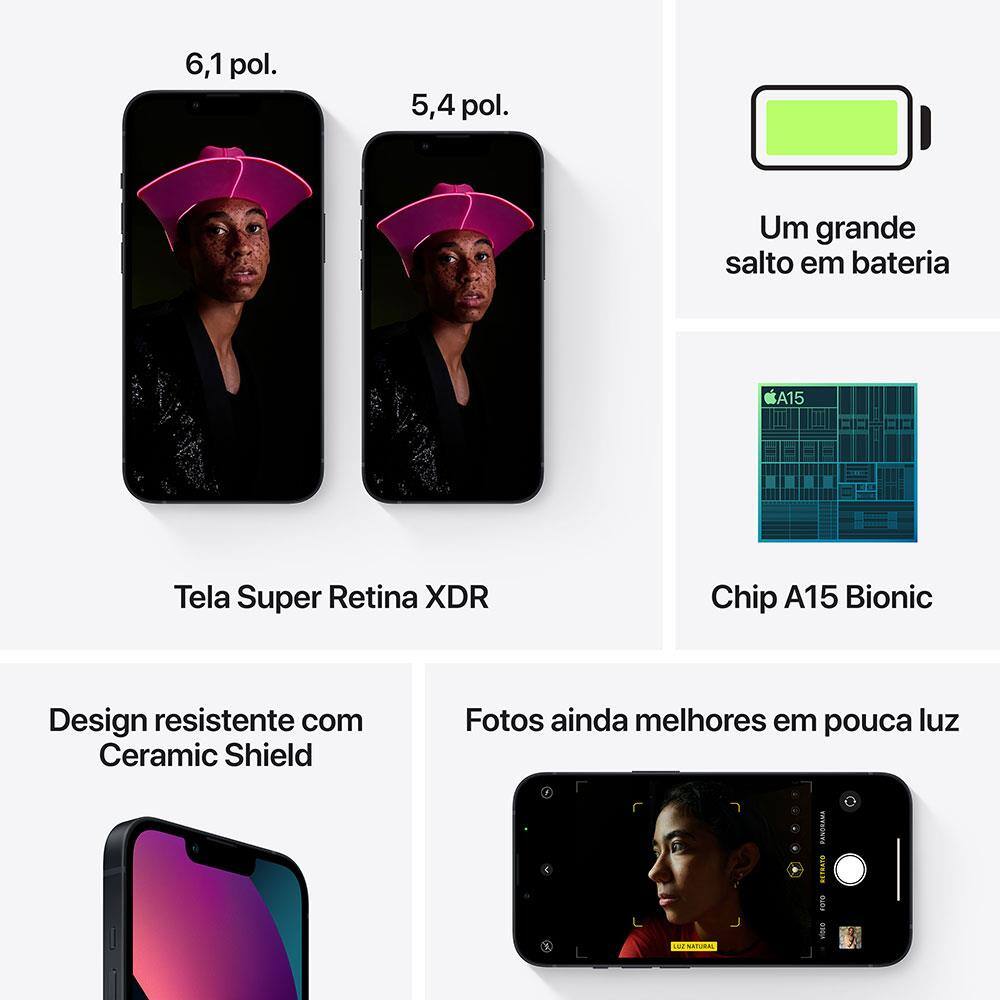 iPhone 13 Apple 512GB Meia-noite Tela de 6,1”, | Casas Bahia