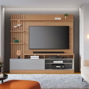 Painel Home Colibri Maceió com 4 Prateleiras, 4 Nichos, para TVs até 65”