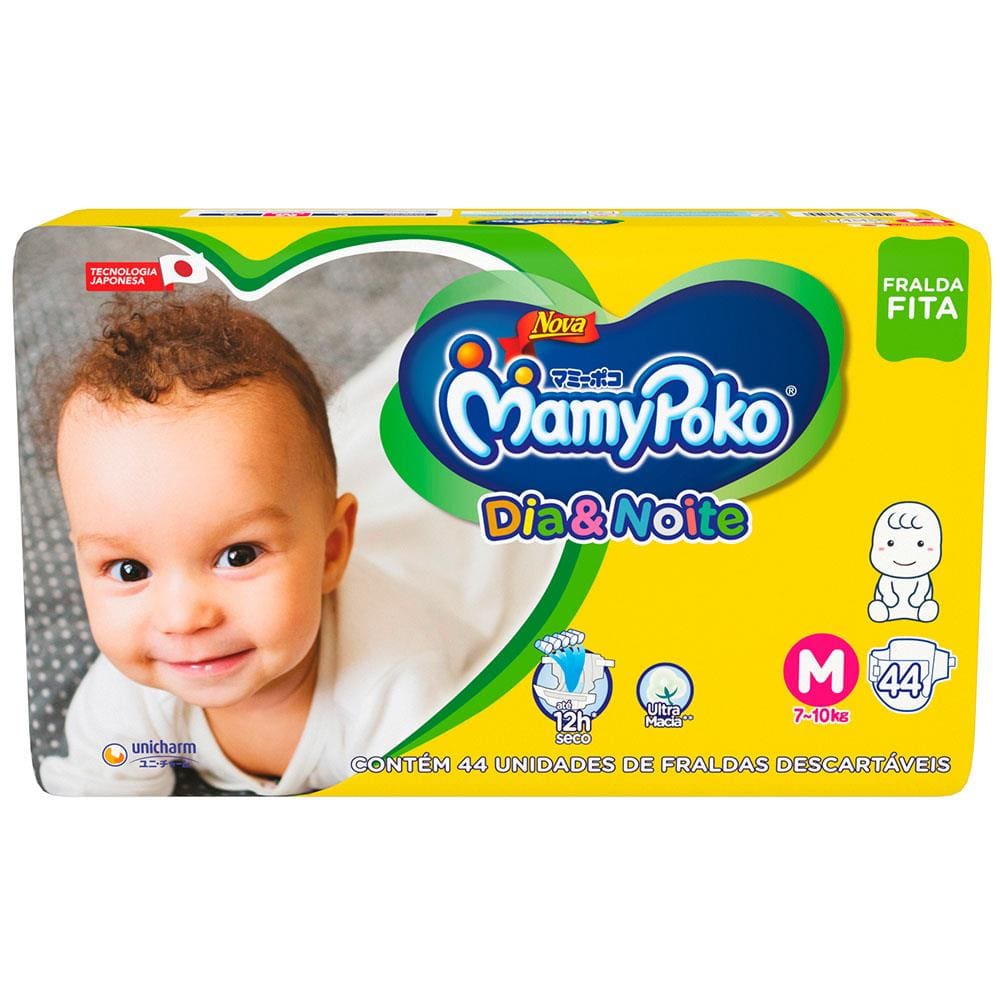 Fralda Fita MamyPoko Dia e Noite M - 44 Unidades