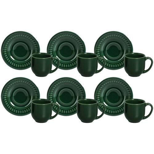 Conjunto com 6 Xícaras e Pires para Café Porto Brasil Daisy Botânico em Cerâmica Feldspática Verde - 72 ml Menor preço em Conjunto com 6 Xícaras e Pires para Café Porto Brasil Daisy Botânico em Cerâmica Feldspática Verde - 72 ml
