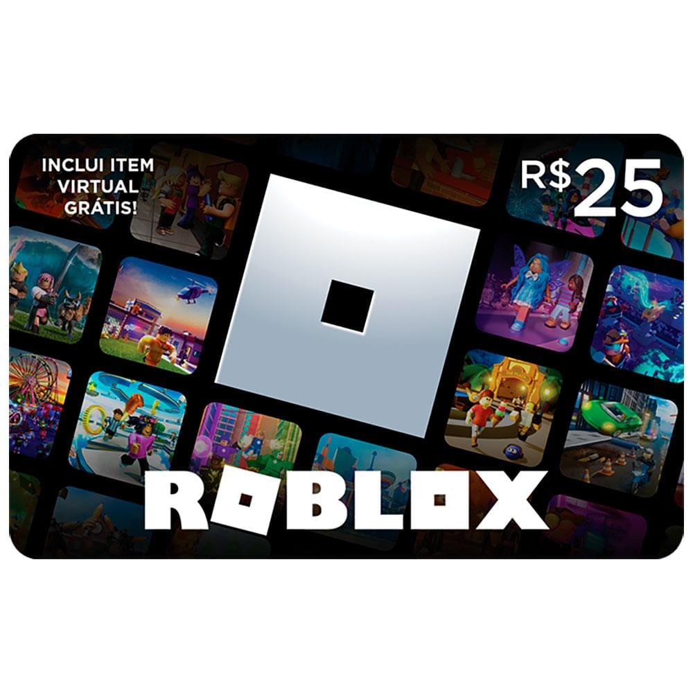 Cartão Presente Roblox 25 Reais  Robux e Experiências Incríveis - Xbr