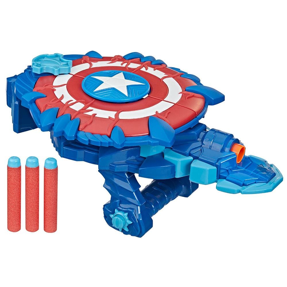 Lançador de Dardos Nerf Capitão América Marvel Mech Strike Monster Hunters F4377 - Hasbro