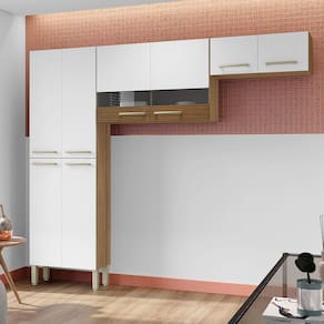 Cozinha Compacta Kit's Paraná Nala com 8 Portas e 4 Prateleiras - 222cm de largura