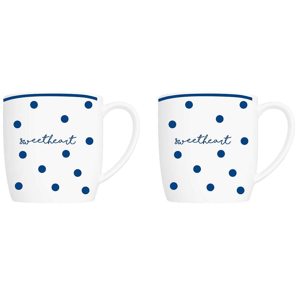 Conjunto de Canecas Germer Urban Love Letter Branco/Azul Marinho 360ml – 2 Peças