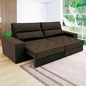 Sofá 4 Lugares Linoforte Fassatti Retrátil e Reclinável Revestido em Tecido Suede com 230cm de Largura