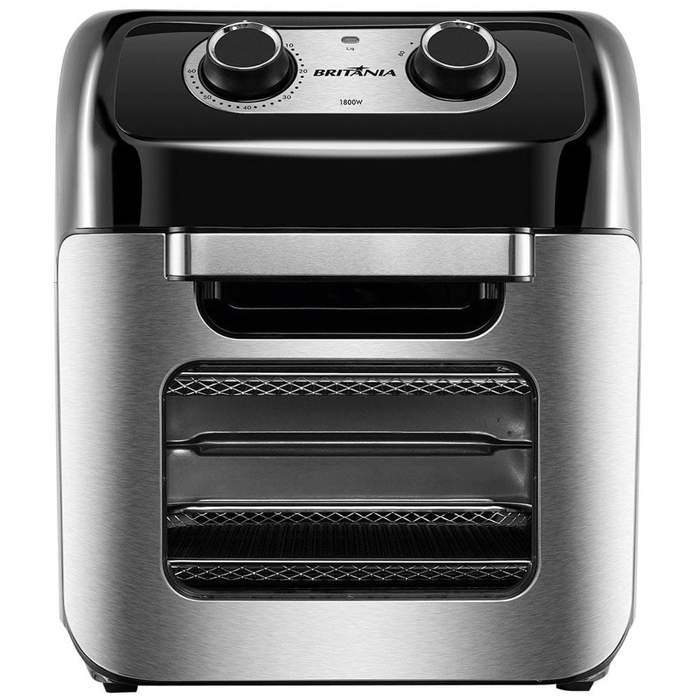 Fritadeira Elétrica 3 em 1 Sem Óleo Air Fry Britânia Oven BFR2300P 12 L – Preta/Inox