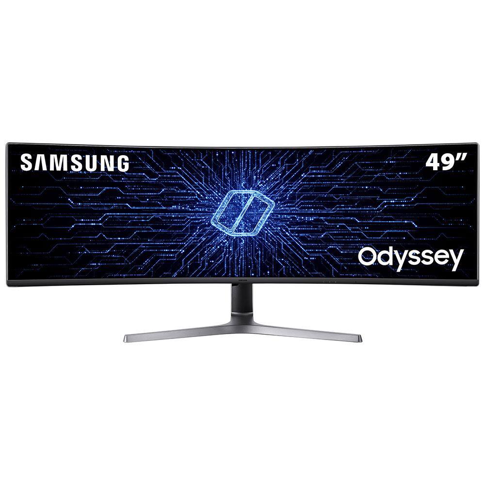 imagem-Monitor Gamer Curvo Samsung Odyssey RG90 49" C49RG90SSL, DQHD, Tela Super Ultrawide, 120Hz, HDMI, DP, USB, Freesync, com ajuste de altura, Preto