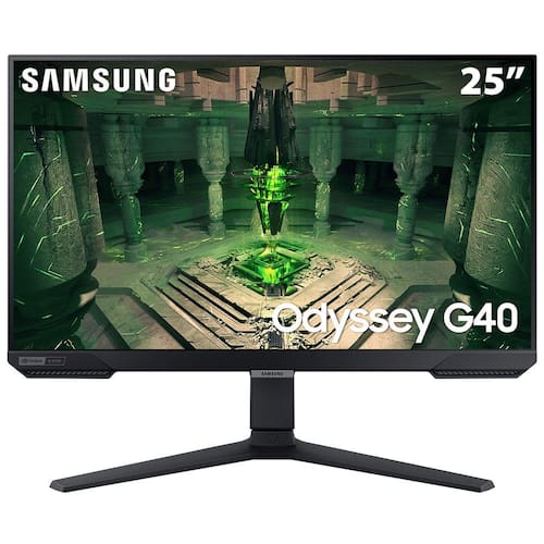 Monitor Gamer Samsung Odyssey G40 25" S25BG400EL, FHD, 240Hz, 1ms, com ajuste de altura, HDMI, DP, Gsync, Freesync, Preto, Série G40