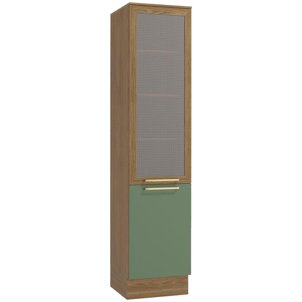 Paneleiro Kappesberg Botanic com 2 Portas com Tela e 5 Prateleiras - Nogueira/Verde