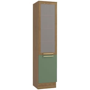 Paneleiro Kappesberg Botanic com 2 Portas com Tela e 5 Prateleiras - Nogueira/Verde