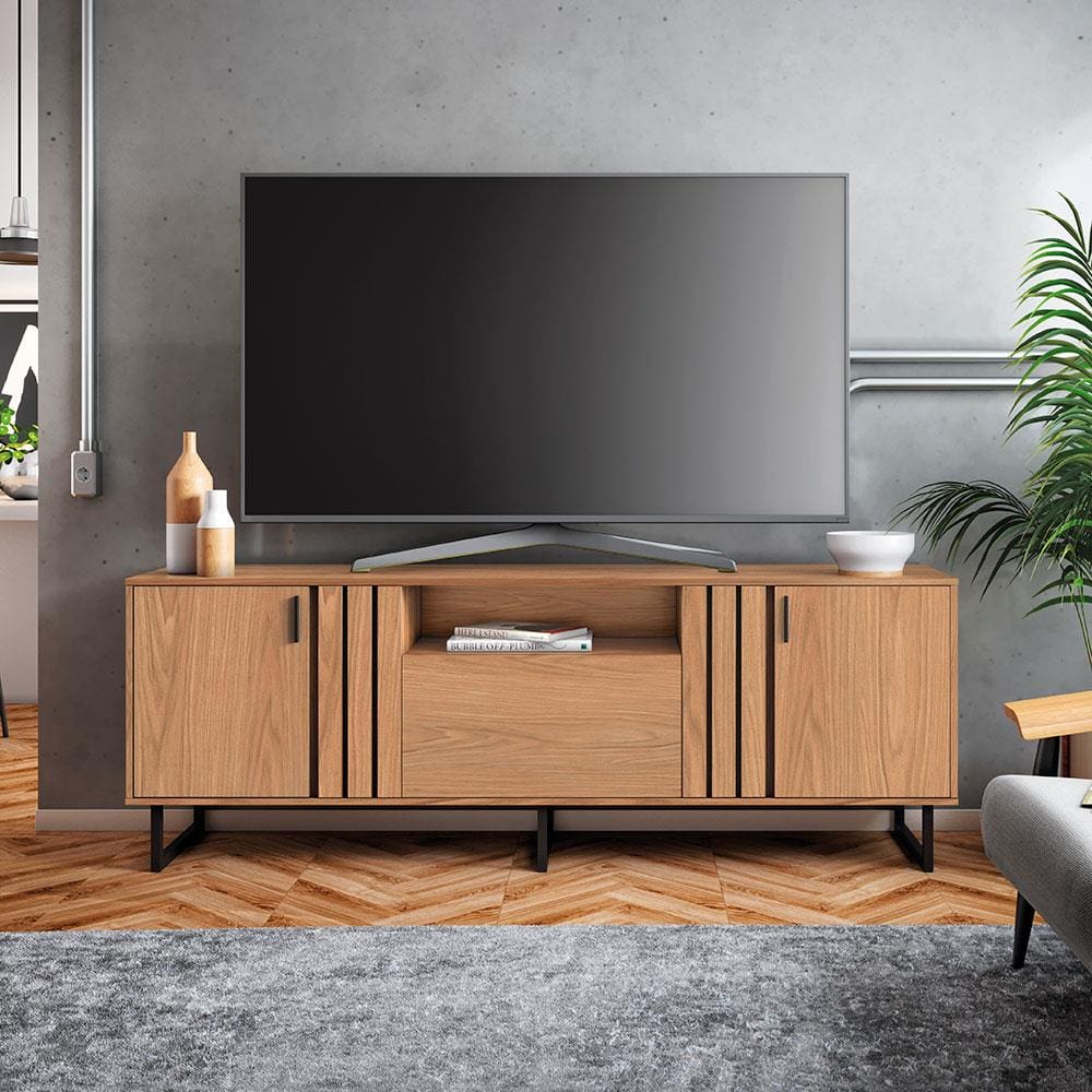Rack Colibri Juruá com 180 cm de Largura, 3 Portas, Ideal para TV de até 70” - Freijó