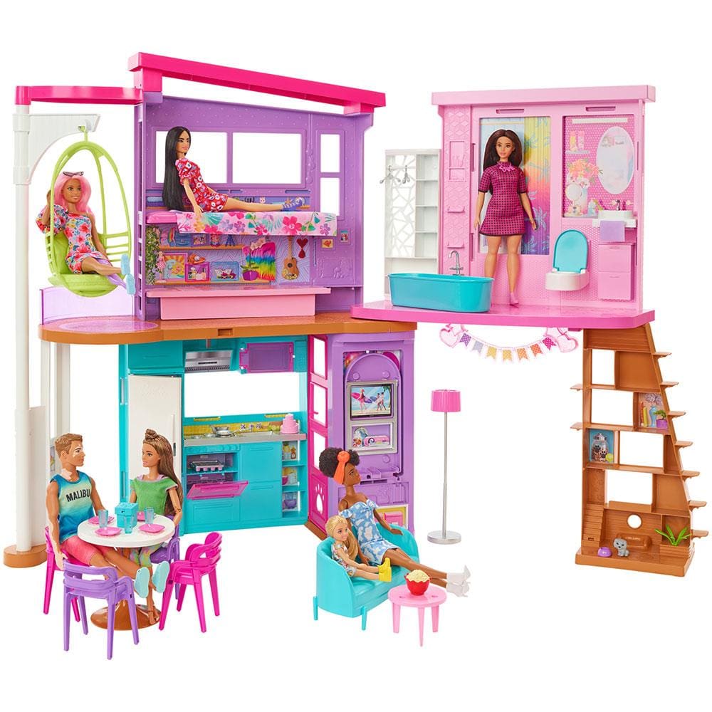 Mega casa dos sonhos da barbie dreamhouse + 75 peças - mattel no