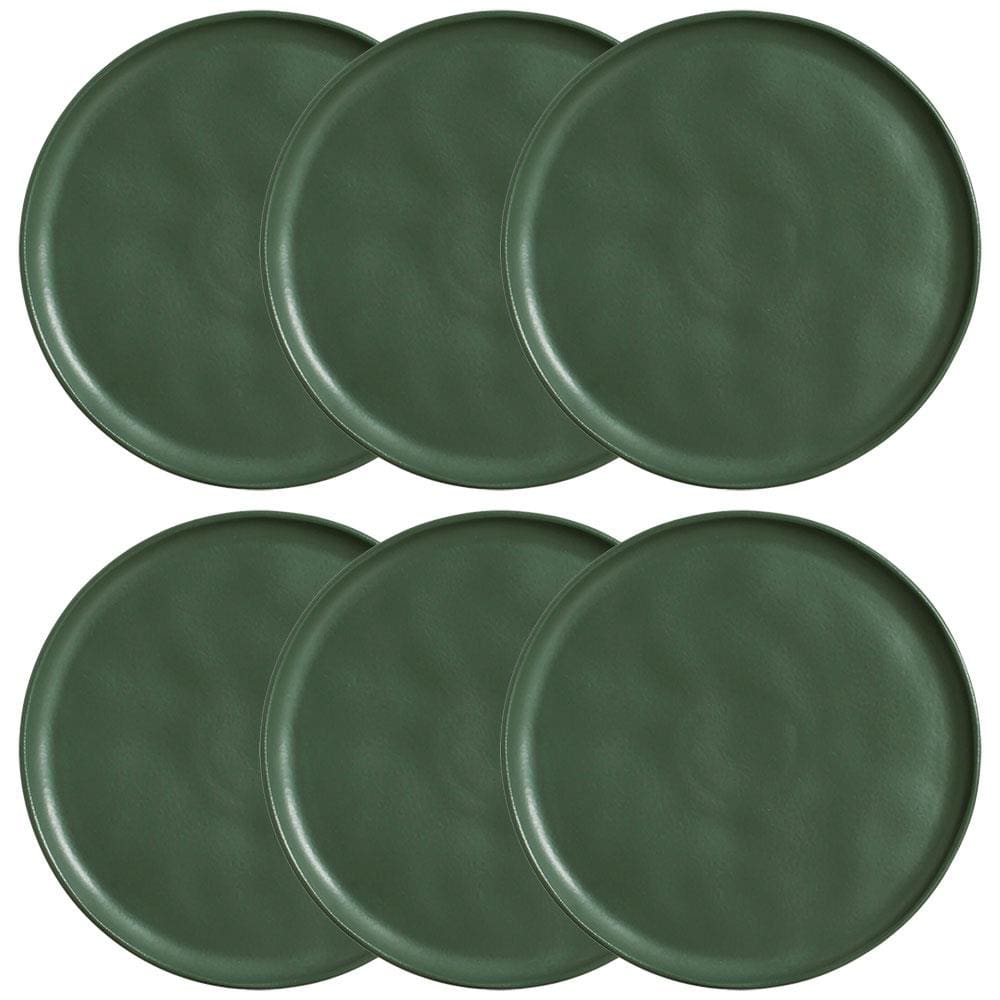 Conjunto com 6 Pratos Rasos Porto Brasil Bio Leaf em Stoneware 27,5 cm – Verde