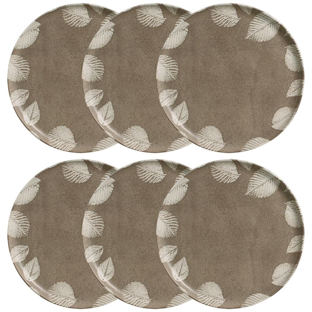 Conjunto com 6 Pratos Rasos Porto Brasil Bio Seiva em Stoneware 27,5 cm – Cinza