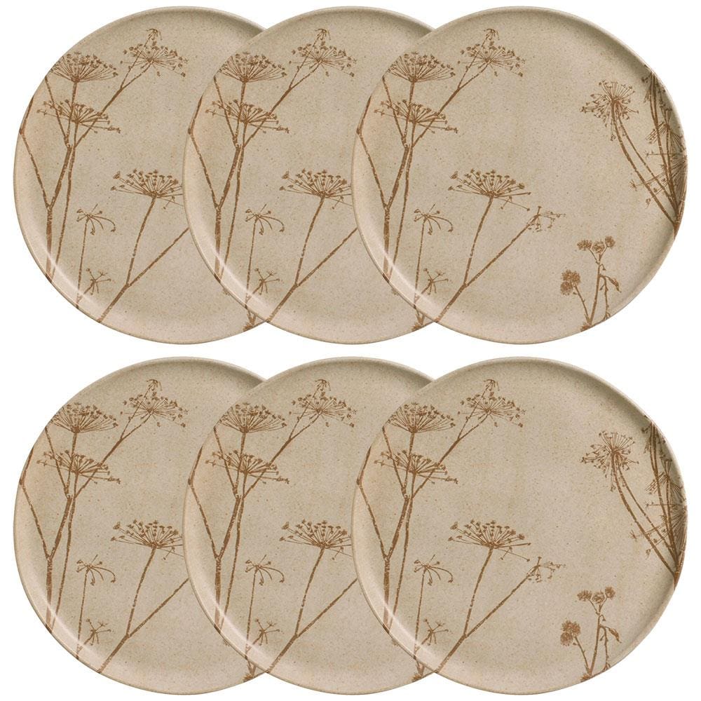 Conjunto com 6 Pratos Rasos Porto Brasil Bio Cyperus em Stoneware 27,5 cm – Cinza