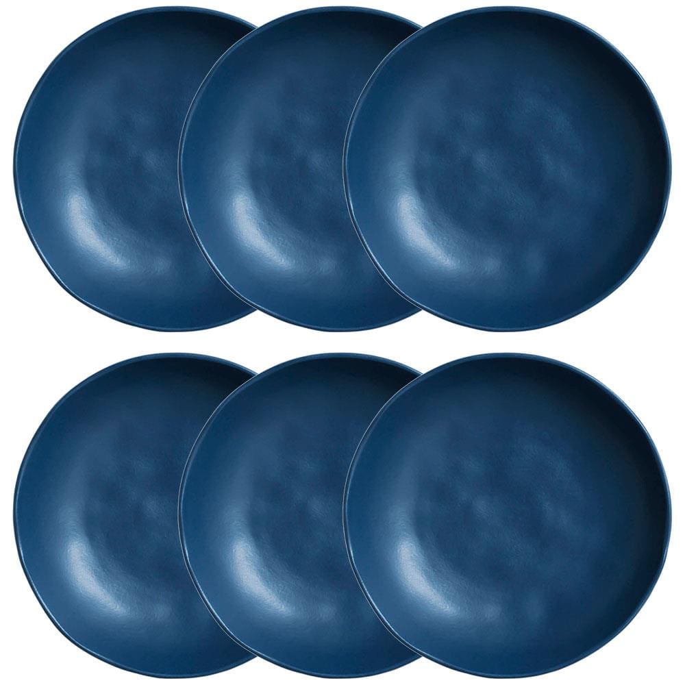 Conjunto com 6 Pratos Fundos Porto Brasil Bio Boreal em Stoneware 22,5 cm – Azul