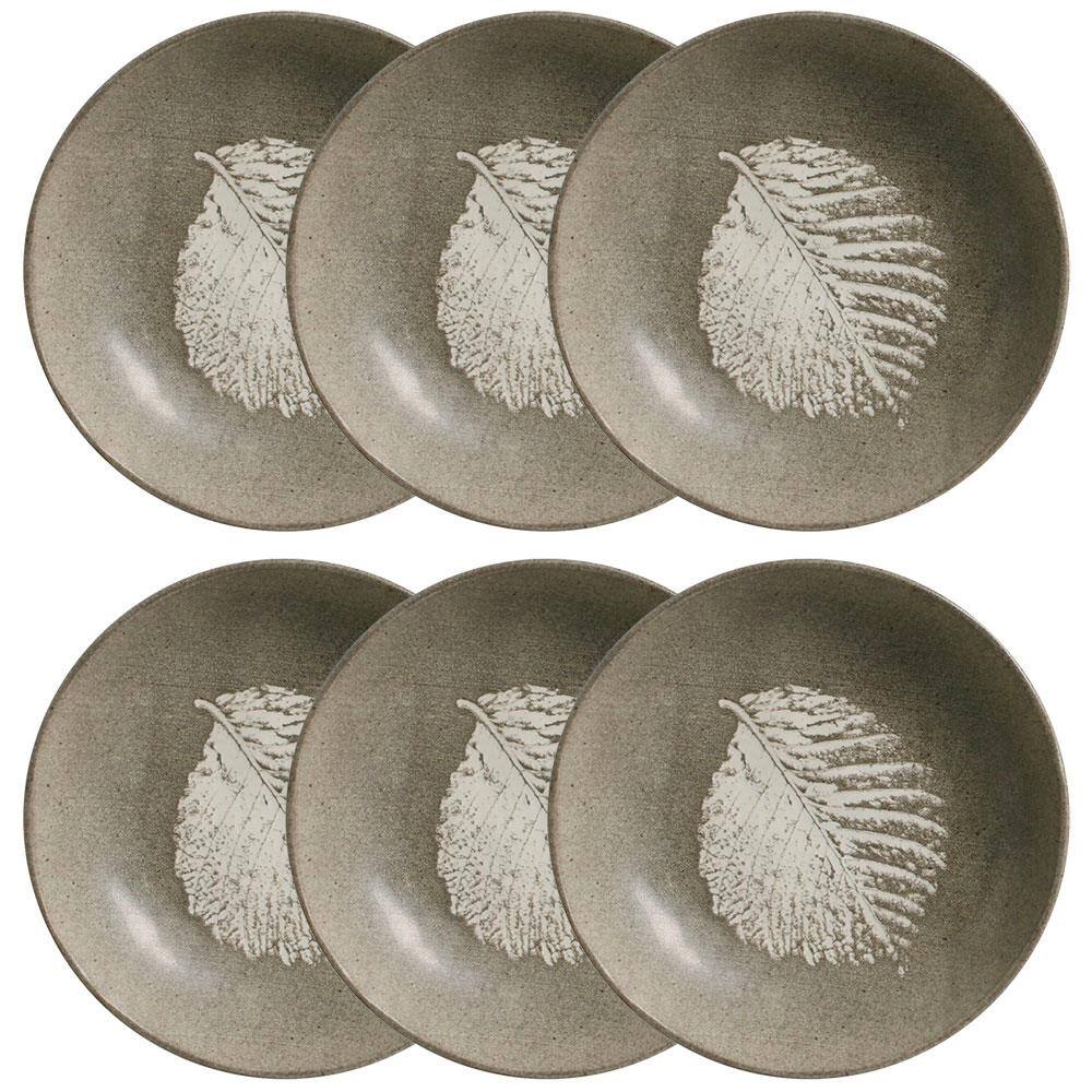 Conjunto com 6 Pratos Fundos Porto Brasil Bio Seiva em Stoneware 22,5 cm – Cinza