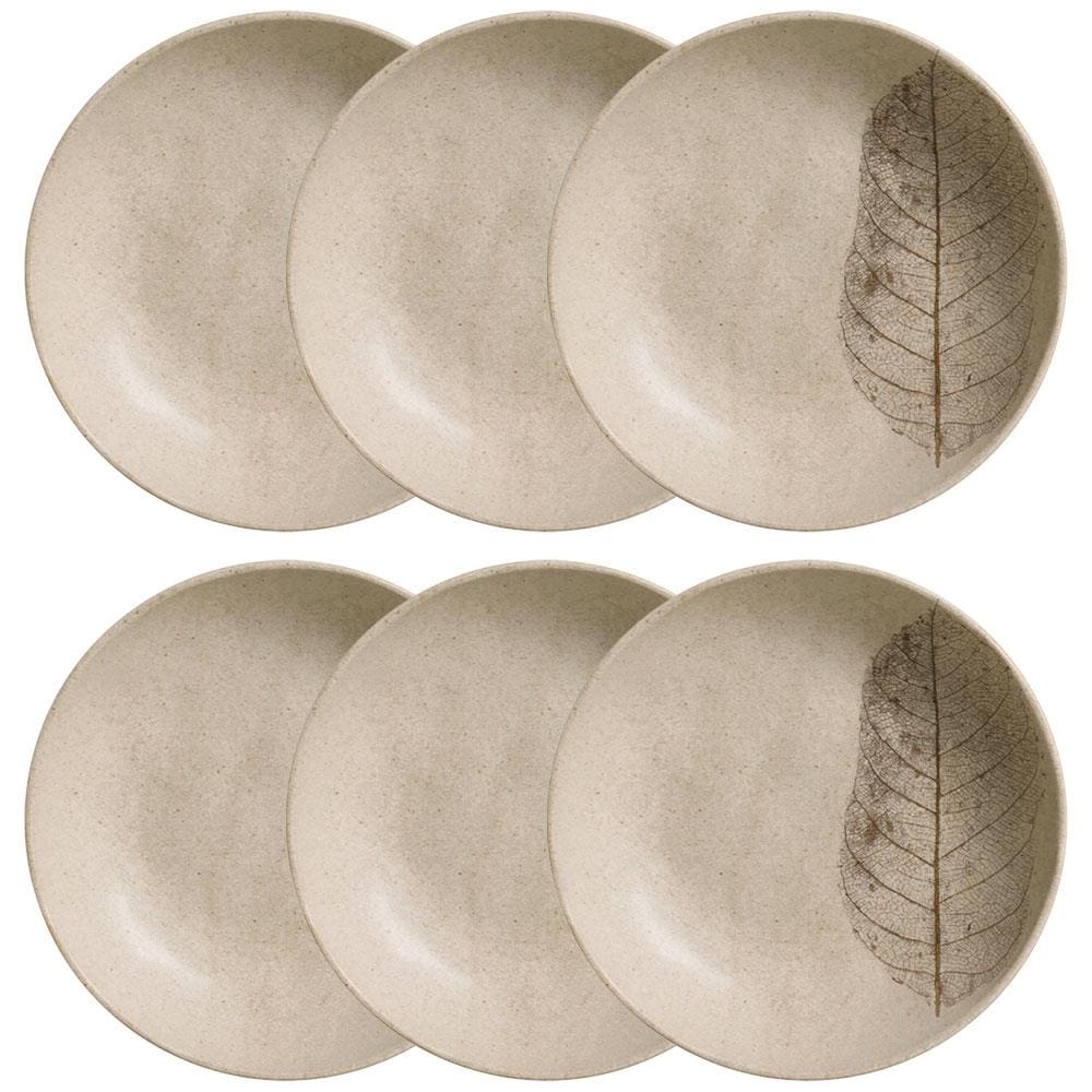 Conjunto com 6 Pratos Fundos Porto Brasil Bio Outono em Stoneware 22,5 cm – Cinza