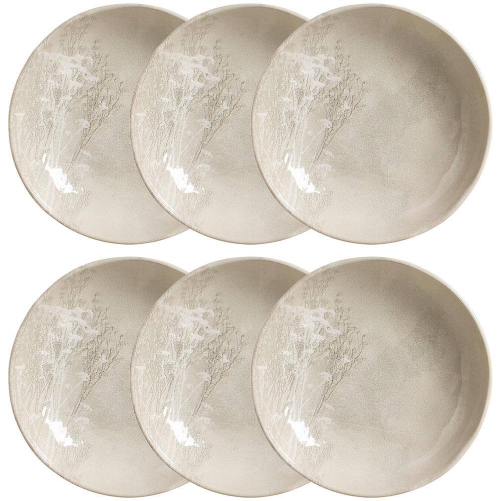 Conjunto com 6 Pratos Fundos Porto Brasil Primavera em Bio Stoneware 22,5cm – Cinza