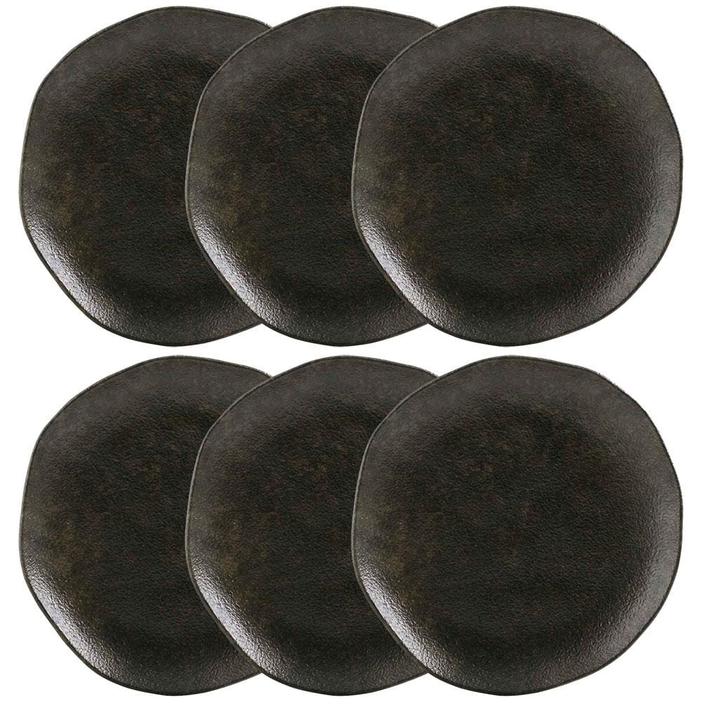 Conjunto com 6 Pratos de Sobremesa Porto Brasil Orgânico Oxyx em Stoneware 19,1cm – Preto