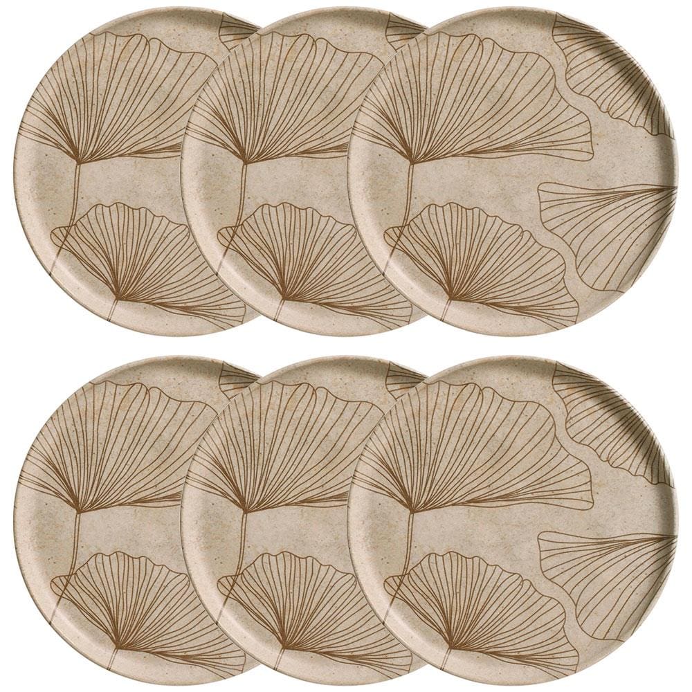 Conjunto com 6 Pratos de Sobremesa Porto Brasil Bio Vida em Stoneware 21,5cm – Cinza