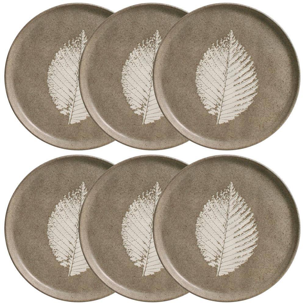 Conjunto com 6 Pratos de Sobremesa Porto Brasil Bio Seiva em Stoneware 21,5cm – Cinza