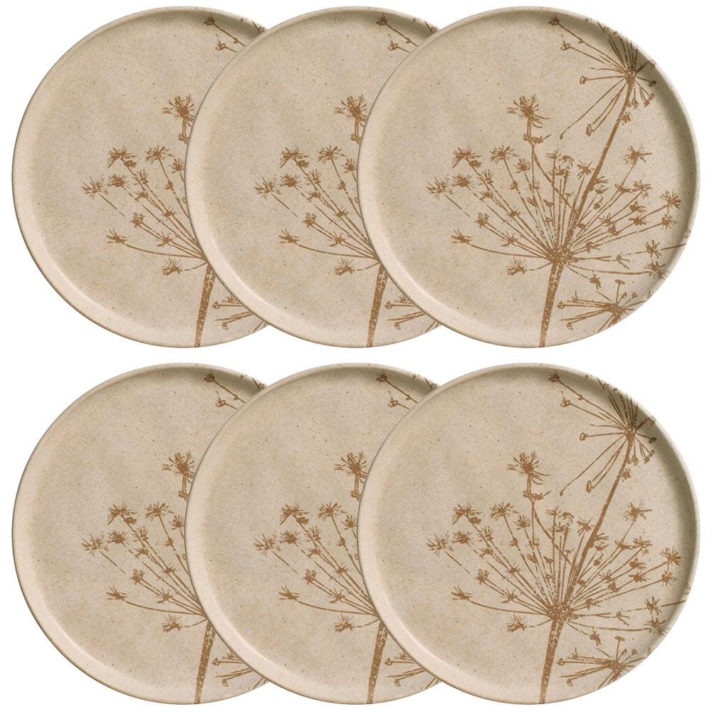 Conjunto com 6 Pratos de Sobremesa Porto Brasil Bio Cyperus em Stoneware 21,5cm – Cinza