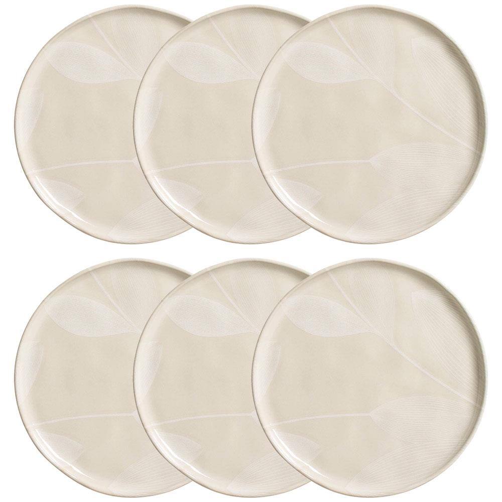Conjunto com 6 Pratos de Sobremesa Porto Brasil Bio Açucena em Stoneware 21,5cm – Cinza