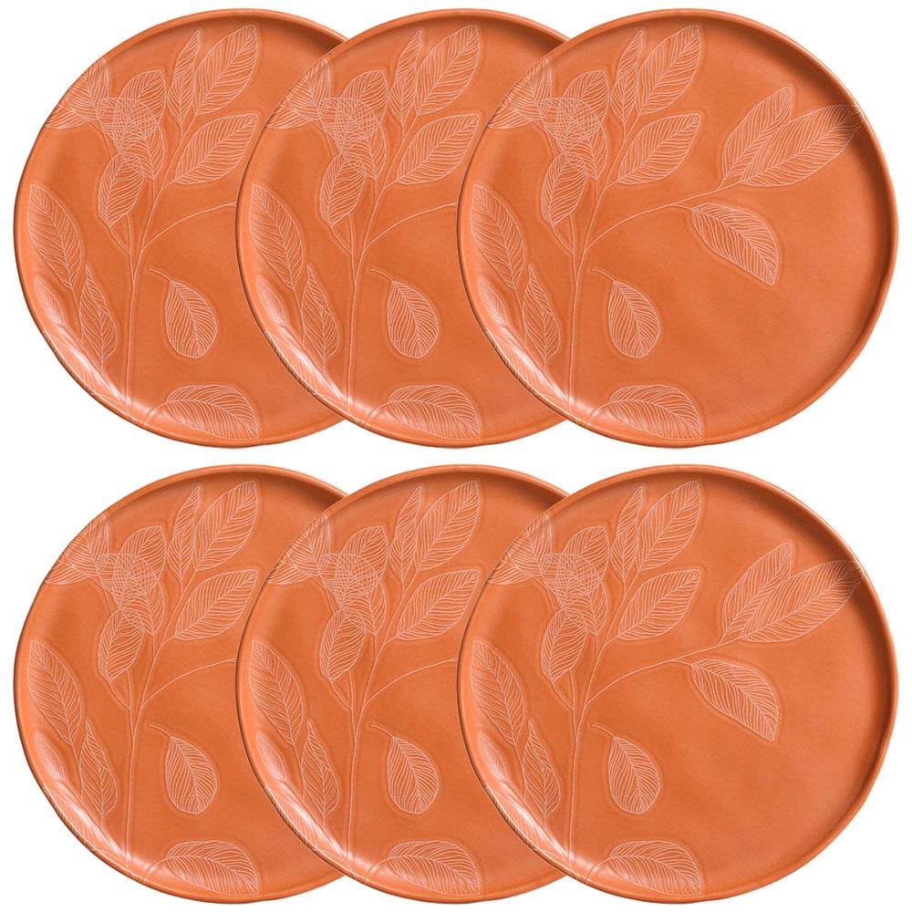 Conjunto com 6 Pratos de Sobremesa Porto Brasil Bio Agreste em Stoneware 21,5cm – Laranja