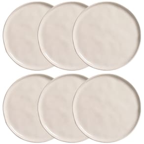 Conjunto com 6 Pratos de Sobremesa Porto Brasil Bio Clay em Stoneware 21,5cm – Areia