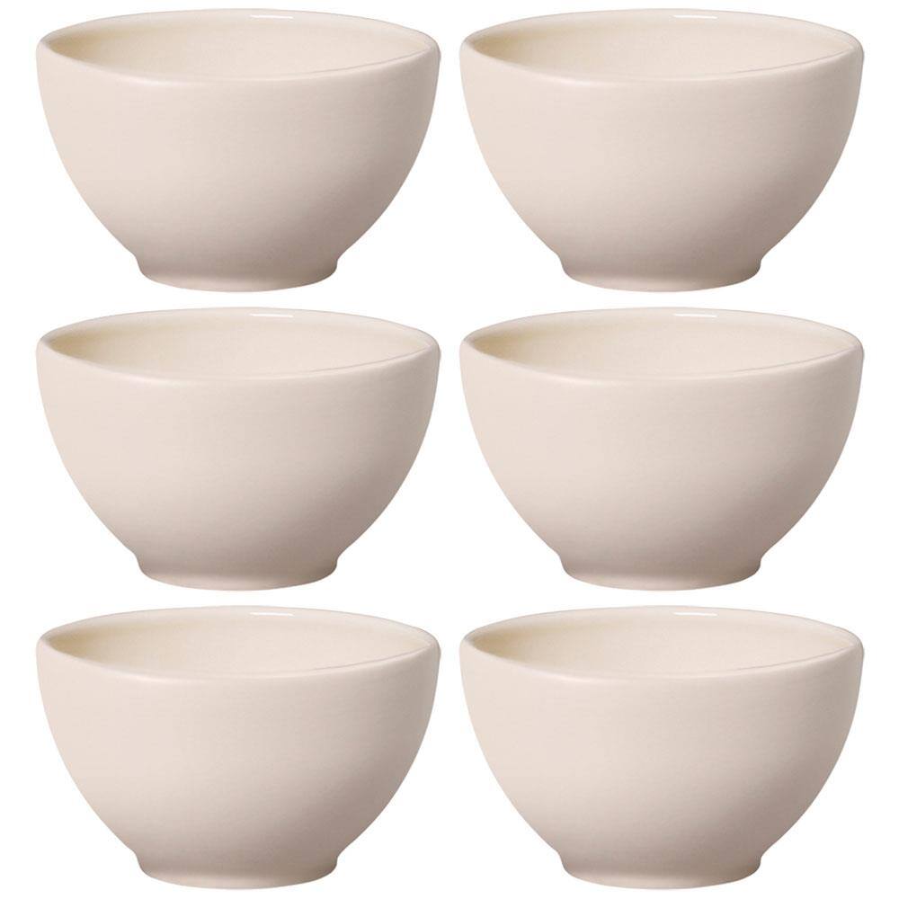 Conjunto de Bowls Porto Brasil Flat Liso em Cerâmica Feldspática Cru 587ml - 6 Peças
