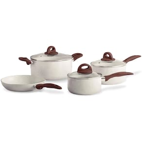 Conjunto de Panelas 4 Peças Brinox Ceramic Life Smart Plus com Revestimento Antiaderente Cerâmico e Tampa de Vidro Temperado 2,5 mm – Vanilla