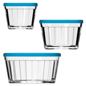 Conjunto de Tigelas com Tampa Copo Americano em Vidro – 3 Peças