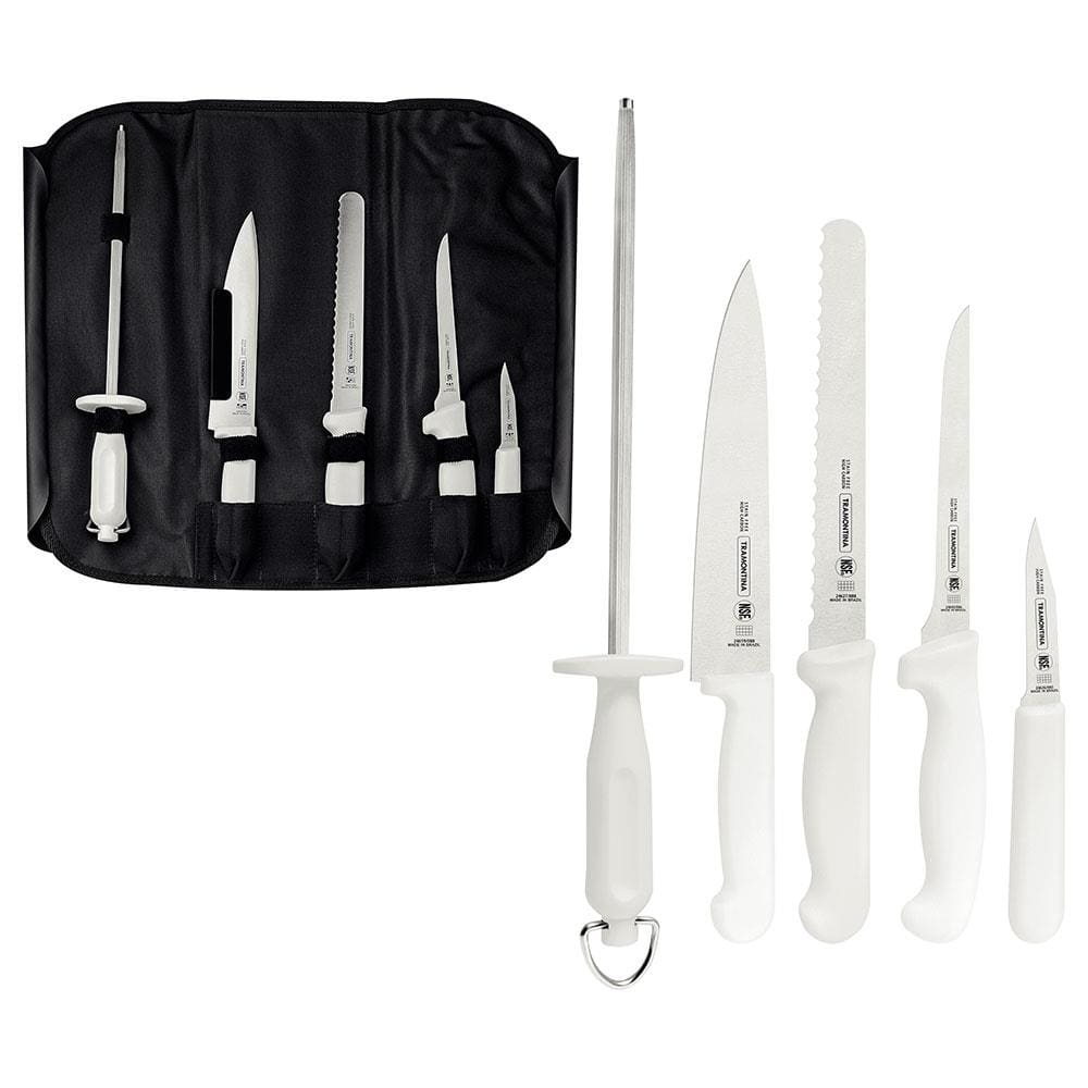 Conjunto de Facas Tramontina Profissional em Aço Inox - Branco - 6 Peças
