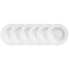 Conjunto com 6 Pratos Rasos Tramontina Maria Augusta em Porcelana 27 cm - Branco
