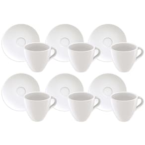 Conjunto com 6 Xícaras e Pires para Expresso Tramontina Paola em Porcelana Branca - 95 ml