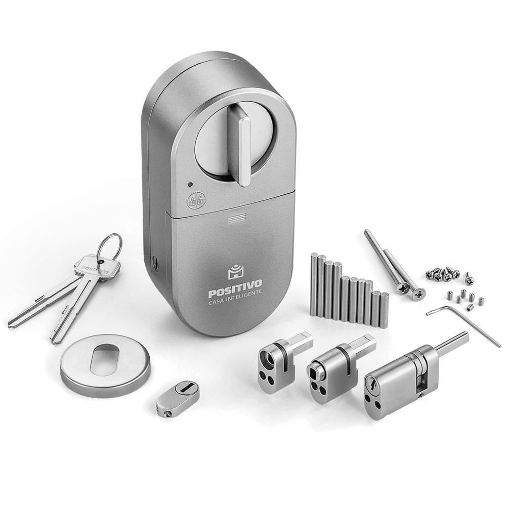 Kit Smart Fechadura Positivo Casa Inteligente Wi-Fi com Comando de Voz, Smart Hub e Sensor de Abertura
